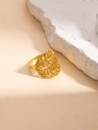 Elegant gold titanium steel ring featuring a leaf-inspired double-layered hollow design - Gold Double Willow Leaf Ring