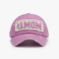 Casquette baseball rose délavé en coton avec broderie #1 MOM et visière usée vintage - Réglable / Rose