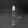 Miniature transparent glass wish bottle 42mm x 10mm with white soft rubber stopper - Transparent Straight Tube Bottle + Rubber Stopper