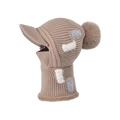 Winter thermal khaki balaclava hooded scarf with fleece lining and pom-pom detail - Khaki