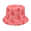 Détails d'un chapeau bob rose à motif flamants roses avec coutures de bord renforcées - M (56-58cm) / Rose
