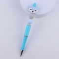Detailed view of creative blue unicorn and fox silicone beaded pen with rhinestone accents - Blue Fox