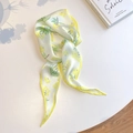 French style thin silk scarf featuring vibrant lemon floral prints and golden yellow edges - Lemon Yellow Floral