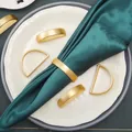 Modern gold D-shaped metal napkin ring with a matte finish for table decoration - Zinc Alloy / Matte Gold D-Shape