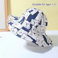 Blue and white striped baby sun hat with cute bear print and adjustable windproof strap - 8 Months-3 Years (46-50cm) / 25 Dark Blue (Bear Print)