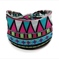 Bohemian mandala flower elastic headband for women with colorful ethnic geometric patterns - Style 72