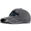 Casquette de baseball gris foncé usée avec broderie bleue et finition en coton délavé - Gris