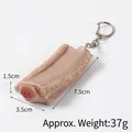 Realistischer PVC Schweinerippchen Schlüsselanhänger mit Fleischtextur und Silberring - Karabiner-Stil / Gedämpfte Rippchen