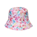 Fisherman hat for women with colorful butterfly and ladybug prints on white background - Pink Butterfly Ladybug Nature Style (K)