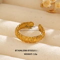 18K gold plated stainless steel daisy ring with vintage embossed floral petal textures - Vintage Relief Texture Style (1200) / Gold