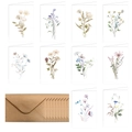Lot de 10 cartes de vœux aquarelle florale avec enveloppes en papier kraft brun - S820# Série Florale - Lot de 10 (Avec 10 enveloppes)