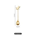Cucchiaino da caffè gatto in acciaio inox dorato a manico lungo Stile 1 lungo 14,5 cm - Cucchiaio gatto in piedi oro