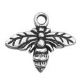 Silver bee metal charm pendant with detailed textures for DIY jewelry making - 1pc Antique Silver Small Bee 16x13mm