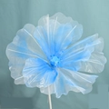 Blue and white gradient organza decorative flower for wedding and window displays - 50 cm / Blue