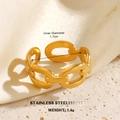 Gold-plated stainless steel chain link open ring for women with 1.7cm inner diameter - Gold Chain Ring 067