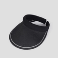 Black straw open top sun hat with white trim detail and woven texture for summer - One Size / All Black