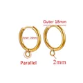 18mm golden titanium steel hoop earrings with 14mm inner diameter and small loop - Parallel Gold - Inner 14mm Outer 18mm