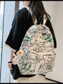 Zaino bianco impermeabile con graffiti per studenti con stampe cartoon e peluche papera - Con Ciondolo Anatra / Bianco