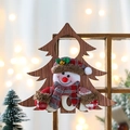 Detail of wooden Christmas tree door hanger with snowman and JOY inscription - Snowman