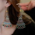 Vintage Pfau-Ohrhänger mit bunten Strasssteinen und silbernem Finish für Damen - 50# Ohrhaken-Bunt