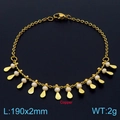 Golden copper chain bracelet featuring white beads and multiple teardrop pendants - White Style (KB169148-Z)