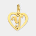 Pendentif coeur en acier inoxydable doré avec la lettre évidée y pour bijoux DIY - Lettre Y