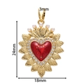 Baroque 18K gold-plated winged heart pendant with red enamel and zircon accents - Vintage Pearl Zirconia Pendant (18*24mm)