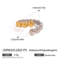 Minimalist 18k gold and silver stainless steel beaded ring with waterproof design - Gold And Silver Bi-Color Bead Ring(JDRW2411003-PS)