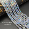 Faceted transparent white crystal glass beads with AB iridescent finish and high shine - Size 1 (Approx 2mm) / Clear White Imported Color
