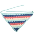 Handmade crocheted blue and pink wavy striped triangle bandana with long ties - Blue Pink Wave Stripes