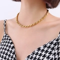 Hip hop street style 18K gold plated stainless steel thick snake chain necklace for women - 40+5CM Extension Chain / Gold
