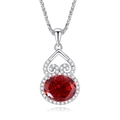 Elegant S925 sterling silver necklace with ruby red tanzanite gemstone gourd pendant - 925 Silver / Chinese Red (FDDZ-036)