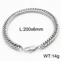 Titanium stalen Cubaanse schakelarmband unisex, 6 mm breedte en 200 mm totale lengte - Stijl C-6mm-200mm(KB165927-ZZ)