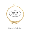 Three-layer golden titanium steel snake chain necklace with oval pendants and adjustable size - Triple-layer Metal Beads (TL-N0853-02)