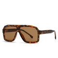 Oversized retro rectangle sunglasses in dark tortoiseshell frame with brown tinted lenses - Leopard / Brown