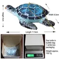 Blue resin sea turtle ornament with realistic texture and gold hanging cord, size 11.5cm - Blue Sea Turtle Hanging Ornament (With Lanyard)
