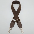 Adjustable brown canvas strap with thick woven texture and polished gold metal buckles - Dark Khaki / Silver