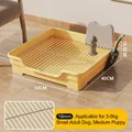 Yellow pet toilet with metal grid for small dogs, measuring 50x40x14.5cm with gray pillar - 18mm Grid / Yellow