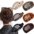 6-piece set of tortoiseshell and matte finish leopard print flat hair claw clips - 3 Pointed + 3 Leopard Clips