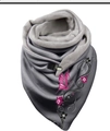 Dark grey thermal scarf with pink butterfly prints and a black metal clip fastener - 52-Pink Butterfly Vine