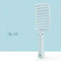 Curved vented hair brush in sky blue for detangling and scalp massage styling - Blue Large Curved Brush