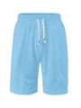 Men's sky blue waffle knit shorts featuring elastic waist and white drawstring - Light Blue
