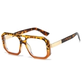 Retro-Sonnenbrille mit quadratischem Rahmen in Schildpatt-Optik und goldenem Doppelsteg - Schildpatt Braun Klare Linsen