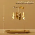 Golden rotary feather candle holder windmill decoration with 18.5cm height and metal finish - Magnetic Feather (No Tray)