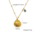 Details der goldenen Muschelkette mit blauem Stein und 41+5cm Kettenlängenangabe - Muschel mit blauem Diamanten