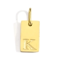 Detailed view of a gold-plated stainless steel rectangular pendant featuring the letter K - Pendant K (Without Chain)