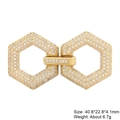 Detail of gold zircon hexagon jewelry clasp showing size 40.8x22.8x4.1mm and weight 6.7g - Style-33 (Gold Pave Double Hexagon)