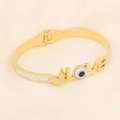 Gold Evil Eye LOVE bangle with butterfly and sparkling pavé crystals for women - LOVE Butterfly Evil Eye Style (6#)