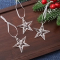 Set of three transparent acrylic star ornaments with multifaceted crystal cut and silver cords - Five-pointed Star 4.5CM (Set of 3)