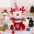 Boîte à bonbons de Noël avec renne en peluche blanc sur boîte rouge tricotée - Renne de Noël